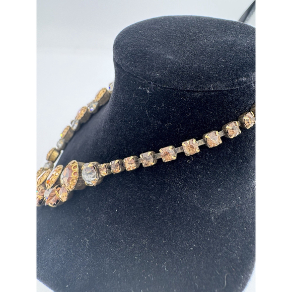 Vintage 1950s 1960s REGENCY Rhinestone Amber & Topaz Crystals leaf Accents - Picture 16 of 16